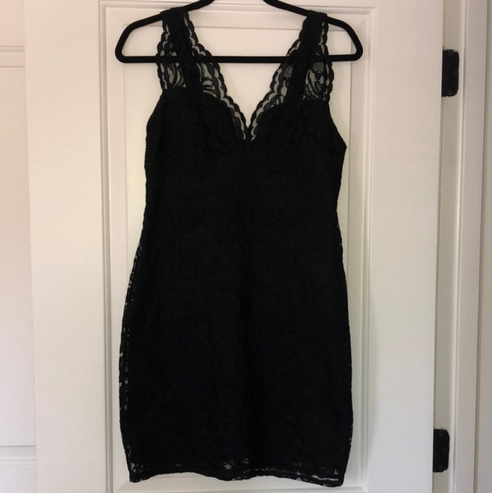 Topshop Black Lace Bodycon Dress